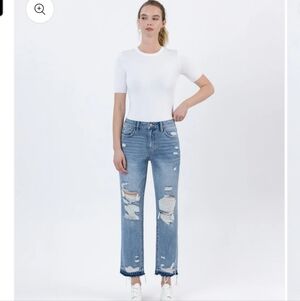 Flying Monkey -Loveland - Destroyed High Rise Crop Straight Jeans 24